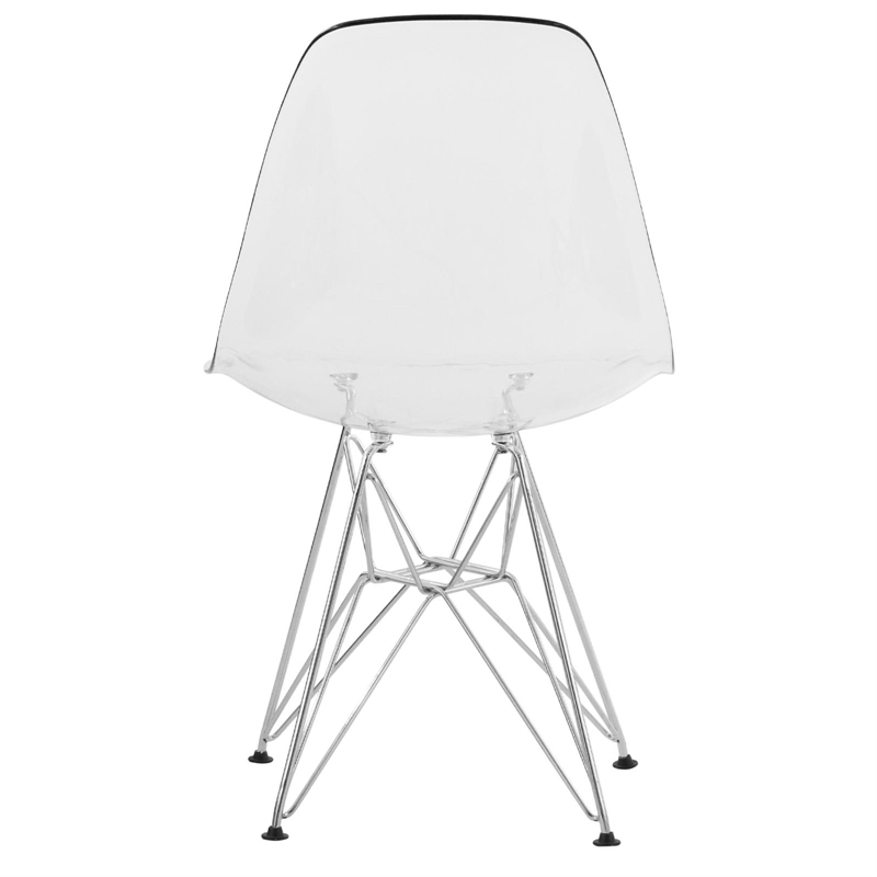 Maklaine Modern Eiffel Base Dining Side Chair in Clear Finish