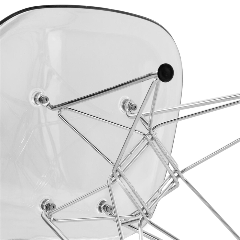 Maklaine Modern Eiffel Base Dining Side Chair in Clear Finish