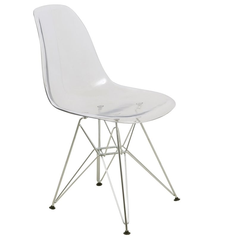 Maklaine Modern Eiffel Base Dining Side Chair in Clear Finish