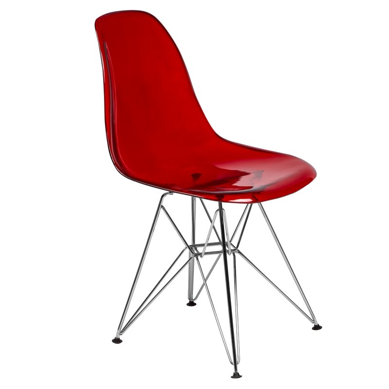 Maklaine Eiffel Base Dining Side Chair in Red