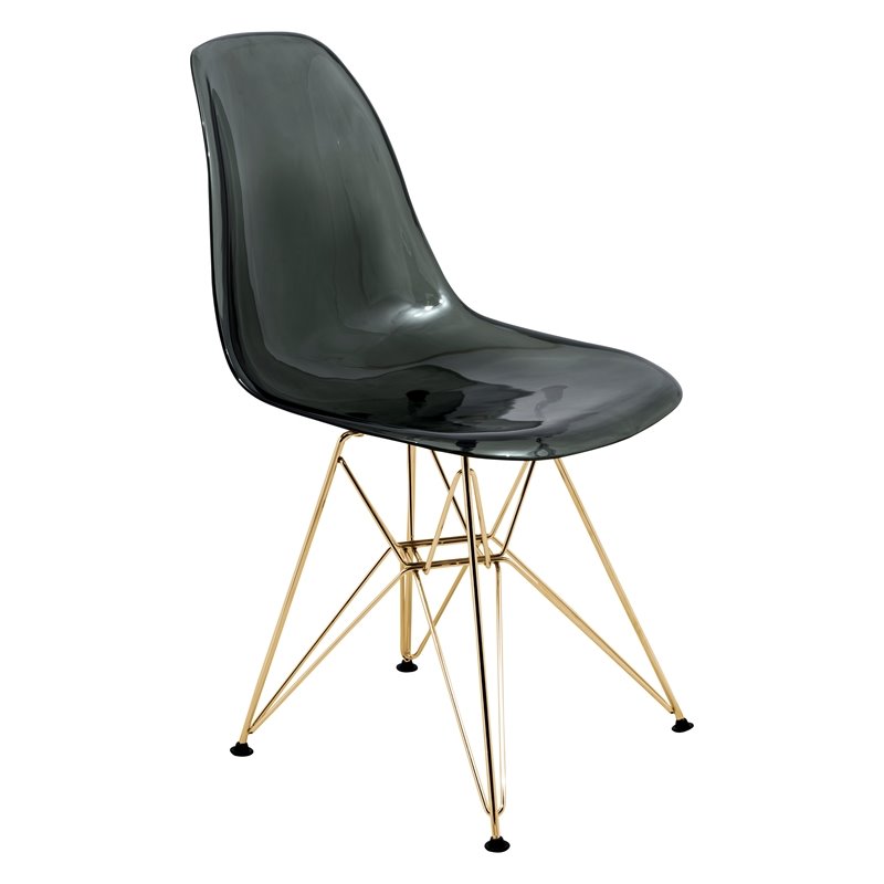 Maklaine Gold Eiffel Base Dining Side Chair in Black