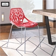 Maklaine Modern Dining Side Chair With Chromed Legs in Red Finish