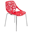 Maklaine Modern Dining Side Chair With Chromed Legs in Red Finish