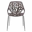 Maklaine Modern Dining Side Chair With Chromed Legs in Taupe