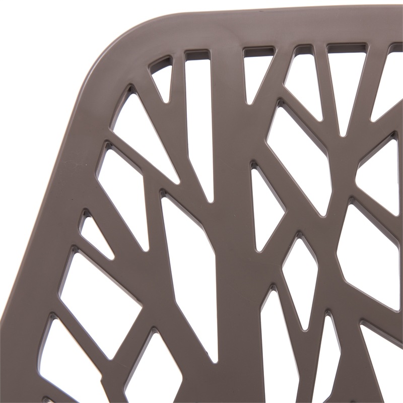 Maklaine Modern Dining Side Chair With Chromed Legs in Taupe
