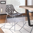 Maklaine Modern Dining Side Chair With Chromed Legs in Taupe