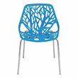 Maklaine Modern Dining Side Chair With Chromed Legs in Blue Finish