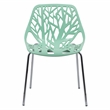 Maklaine Modern Dining Side Chair With Chromed Legs in Mint Finish