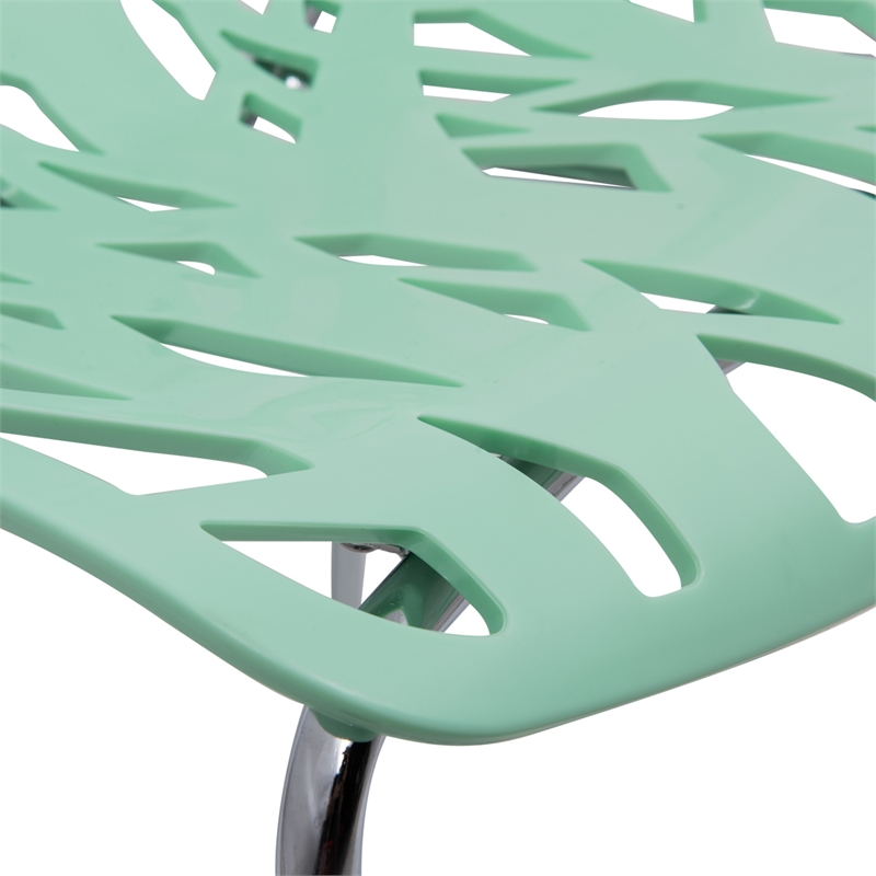 Maklaine Modern Dining Side Chair With Chromed Legs in Mint Finish