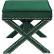Maklaine Contemporary Velvet Ottoman / Bench in Green Finish