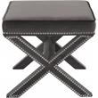 Maklaine Contemporary Upholstered Velvet Ottoman / Bench in Gray Finish