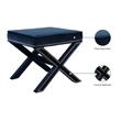 Maklaine Contemporary Upholstered Velvet Ottoman / Bench in Navy Finish