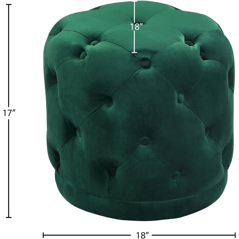 Maklaine Contemporary Velvet Ottoman / Stool in Green Finish