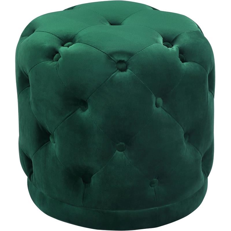 Maklaine Contemporary Velvet Ottoman / Stool in Green Finish