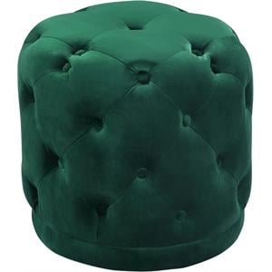 Maklaine Contemporary Velvet Ottoman / Stool in Green Finish