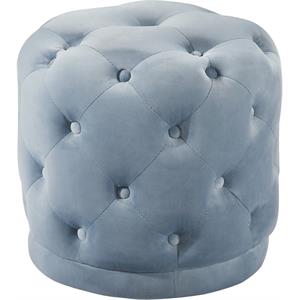Maklaine Contemporary Velvet Ottoman/Stool in Sky Blue Finish