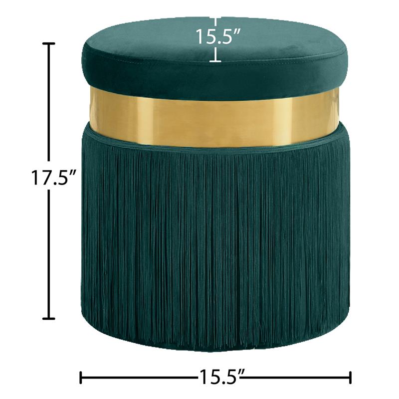 Maklaine Contemporary Velvet Ottoman / Stool in Green Finish