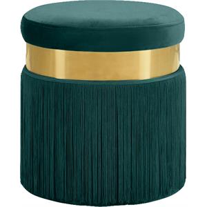 Maklaine Contemporary Velvet Ottoman / Stool in Green Finish