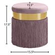 Maklaine Contemporary Upholstered Velvet Ottoman / Stool in Pink Finish