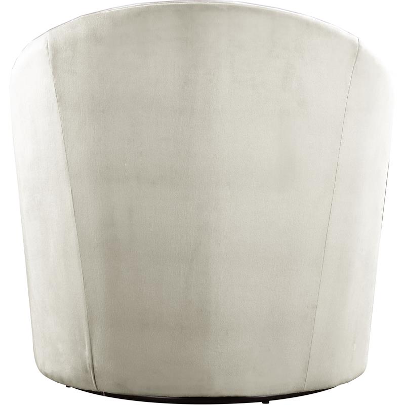 Maklaine Contemporary Upholstered Cream Velvet Swivel Accent Chair
