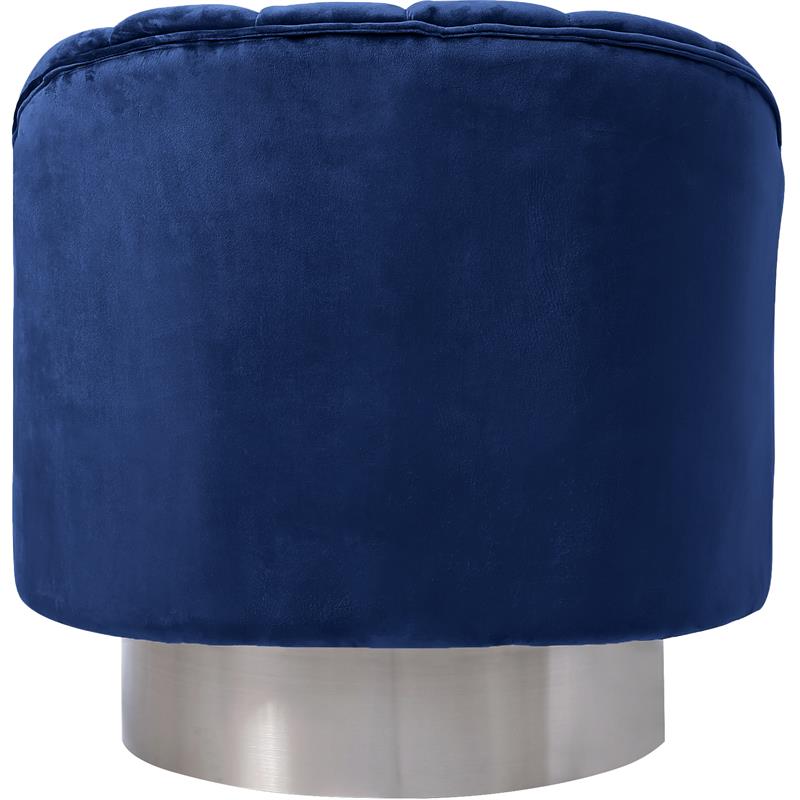 Maklaine Contemporary Upholstered Navy Velvet Swivel Accent Chair