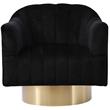 Maklaine Contemporary Upholstered Black Velvet Swivel Accent Chair