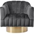 Maklaine Contemporary Upholstered Gray Velvet Swivel Accent Chair