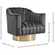 Maklaine Contemporary Upholstered Gray Velvet Swivel Accent Chair