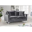 Maklaine Contemporary Upholstered Velvet Loveseat in Gray Finish