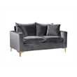 Maklaine Contemporary Upholstered Velvet Loveseat in Gray Finish