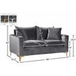 Maklaine Contemporary Upholstered Velvet Loveseat in Gray Finish