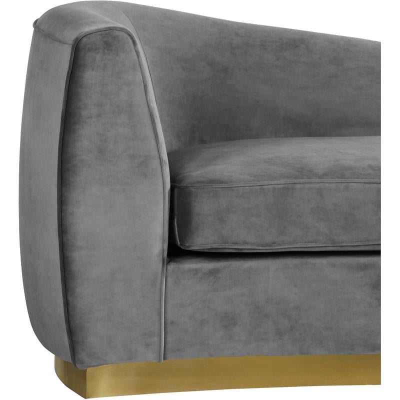 Maklaine Contemporary Curved Back Velvet Chaise in Gray and Gold