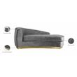 Maklaine Contemporary Curved Back Velvet Chaise in Gray and Gold