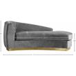 Maklaine Contemporary Curved Back Velvet Chaise in Gray and Gold