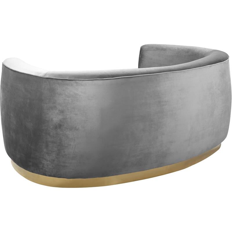 Maklaine Contemporary Upholstered Velvet Loveseat in Gray Finish