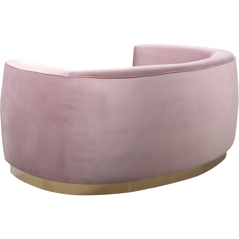 Maklaine Contemporary Upholstered Velvet Loveseat in Pink Finish