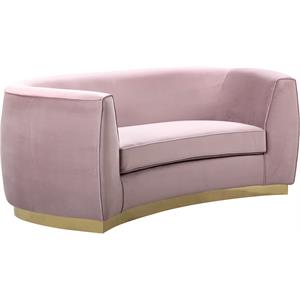 Maklaine Contemporary Upholstered Velvet Loveseat in Pink Finish