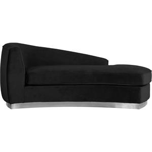 maklaine contemporary upholstered black velvet chaise with stainless steel base