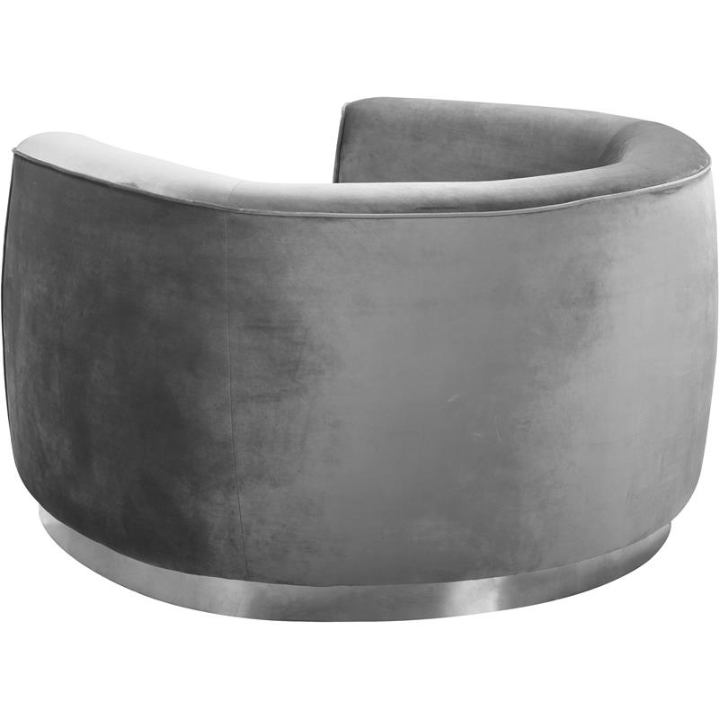 Maklaine Contemporary Upholstered Gray Velvet Chair with Stainless Steel Base