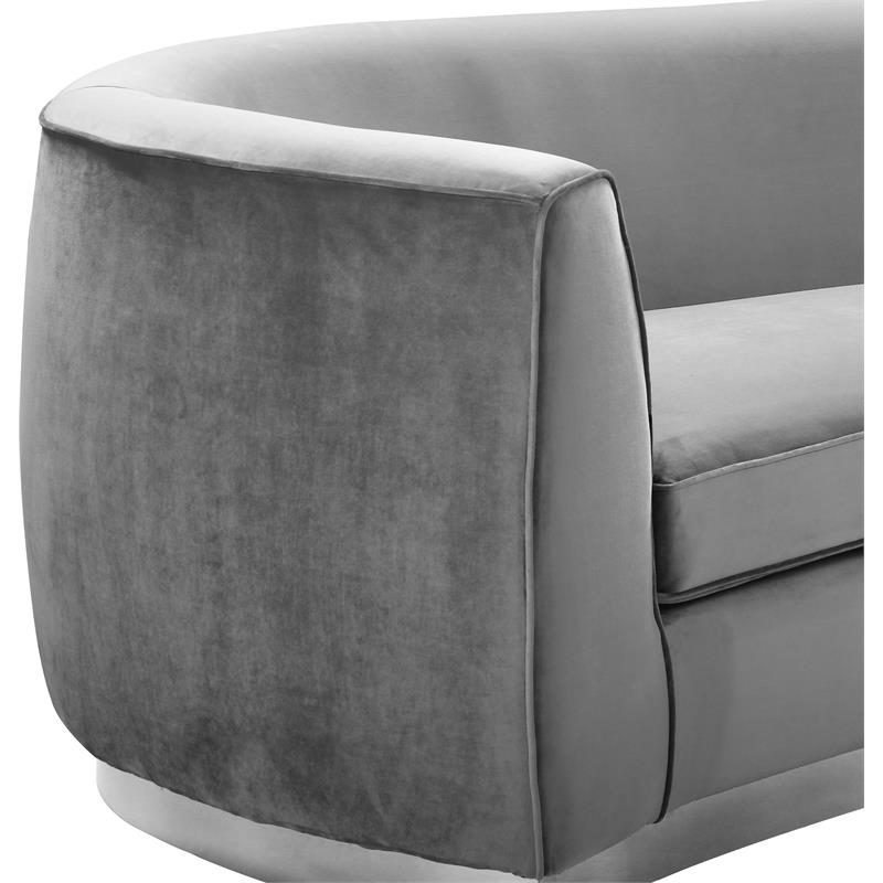 Maklaine Contemporary Upholstered Gray Velvet Chair with Stainless Steel Base