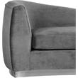 Maklaine Contemporary Upholstered Gray Velvet Chaise with Stainless Steel Base