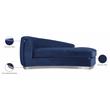 Maklaine Contemporary Upholstered Navy Velvet Chaise with Stainless Steel Base
