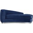 Maklaine Contemporary Upholstered Navy Velvet Chaise with Stainless Steel Base