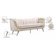 Maklaine Contemporary Upholstered Cream Velvet Sofa with Stainless Steel Legs