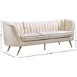 Maklaine Contemporary Upholstered Cream Velvet Sofa with Stainless Steel Legs