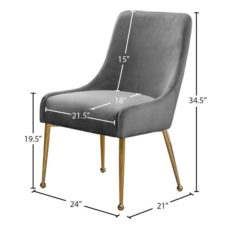 Maklaine Contemporary Velvet Dining Chair in Gray (Set of 2)