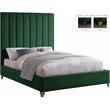 Maklaine Contemporary Deep Detailed Channel Tufted Rich Velvet Full Bed in Green