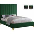 Maklaine Contemporary Deep Detailed Channel Tufted Rich Velvet Full Bed in Green