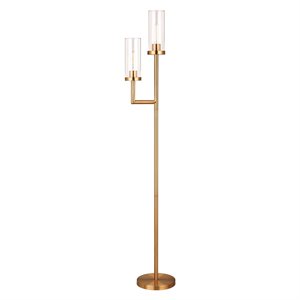 Maklaine Modern / Contemporary 11&quot Brass Metal/Glass Floor Lamp