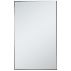 Maklaine 48&quot x 30&quot Contemporary Metal Frame Mirror in Silver